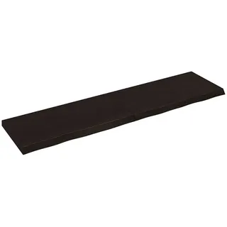 furnicato Wandregal Wandboard aus massivem Eichenholz 200x50x(2-6) cm Dunkelbraun, 1-tlg., Klappbares Schweberegal mit Naturkante für das Badezimmer braun 50 cm x 6 cm x 200 cm