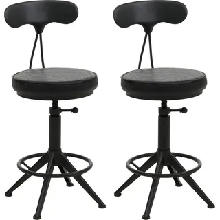 Mendler Barhocker HWC-O84 2er Set höhenverstellbar drehbar Kunstleder Metall Schwarz