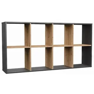 BDW- Malax BücherREGAL | Schrank, Sockel für Wohnzimmer, Büro und Arbeitszimmer | Regal für Bücher und Spielzeug | Ideal für Kinderzimmer, Teenager, Jugendzimmer (Antrazit - Eiche Artisan, 2x4)