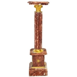 Casa Padrino Barock Säule Rot / Gold H. 100 cm - Prunkvolle Marmor Säule im Barockstil - Barock Deko Accessoires