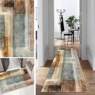 Mogetal Teppich Läufer Flur Küche Bunt Lang Abstrakt Waschbar 80x300cm