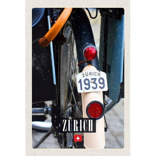 Holzschild Holzbild 18x12 cm Zürich Fahrrad 1939 Europa