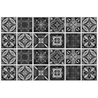 Jumpeak Fliesenaufkleber Klebefliesen,aufkleber weihnachten,selbstklebende fliesen,boho deko (Kombination, Selbstklebende PVC-Wandtattoos (24er-Set)10x10,15x15,20x20), klebefliesen küche,klebefliesen bad,Weihnachtsdeko,Wanddeko,Wanddeko schwarz