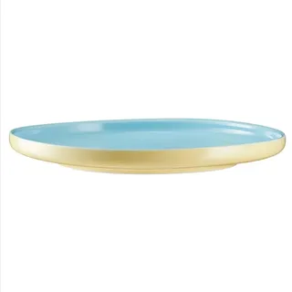 VILLA ITALIA BORNEO Porzellan Teller Blau - Gelb 25 cm - Platzteller - Pastateller - Mikrowellengeschirr - Servierteller - Essteller - Speiseteller Porzellan - Speiseteller Flach - Creatable Geschirr