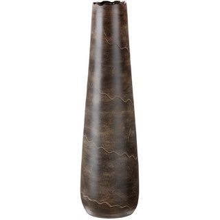 GILDE Keramik Vase Wave XXL - Dekovase wasserdicht Höhe 80 cm braun - Dekoration Wohnzimmer - europäische Herstellung