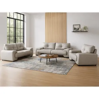 Beautysofa Big-Sofa Polstergarnitur Omega Set 3+2+1 Sofa Wohnzimmer Sofagarnitur, modernes Sofaset für Wohnzimmer, Kunstleder Couchgarnitur im modernen Design grau