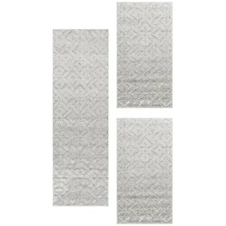 Carpettex Hochflor-Bettumrandung Geometrisch Design, Höhe 20 mm, (Bett-Set, 3-tlg., Bettvorlage), Schlafzimmer Teppich Bettumrandung Läufer Set 3 teilig 2 St. x 80 cm x 150 cm | 1 St. x 80 cm x 250 cm