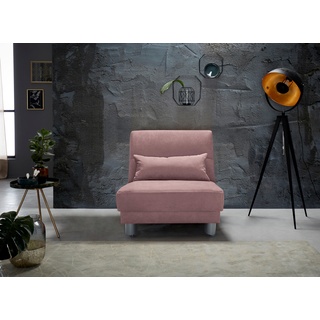 Schlafsofa INOSIGN "Gina" Sofas Gr. B/H/T: 80 cm x 86 cm x 195 cm, Chenille, rosa (flamingo) Einzelsofas mit einem Handgriff vom Sofa zum Bett