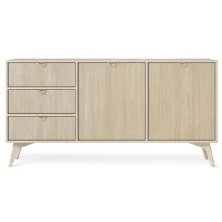 MOEBLO Kommode Abeto Kommode S 158 (Wohnzimmer, Esszimmer, Flur & Diele, Moderne Sideboard mit Schubladen Highboard Goldene Türgriffe), (BxHxT):158 x80x38 cm beige