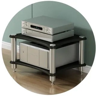 HiFi-Audioschrank TV-/HiFi-/AV-Rack, MDF-Ständer Multifunktionaler Heimschrank Unterhaltungs-Medieneinheit (Color : Schwarz, S : 60 * 48 * 40cm(2Tier))