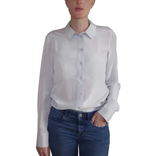 Posh Gear Damen Seidenbluse Collettoseta Bluse aus 100% Seide, grau, Größe XL - XL