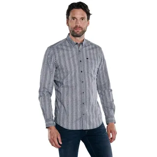 Engbers Langarmhemd Herren Langarm-Hemd gestreift, Schwarz schwarz 5XL