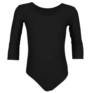 Aquarti Mädchen Body 3/4 Arm Ballett Trikot, Farbe: Schwarz, Größe: 128 - 128