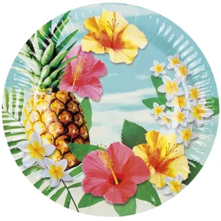 Neu: 6 Teller * Paradies * für eine fröhliche Mottoparty im Sommer | Gartenparty Hibiskus Strand Hawaii Paradise Motto Party Pappteller Partyteller Plates