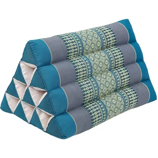 Handelsturm Kleines Thaikissen Dreieck 32 x 20 cm Kissen mit Füllug aus Kapok Dreieckskissen aus Thailand, Dekokissen oder Stütze (hellblau)