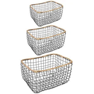 IDIMEX Aufbewahrungskorb JIMO (Set), Metallkorb 3er Set Organizer schwarz rechteckig Drahtkorb schwarz