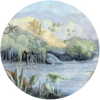 micasia Runde Fototapete selbstklebend - 3D Wald Vliestapete Made in Germany UV-beständig Geruchsfrei - Dschungel Tropisch bunt Wohnzimmer Schlafzimmer 2982-SK (50x50cm)