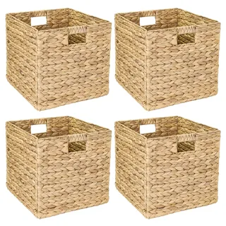 HMF Aufbewahrungskorb geflochten aus Wasserhyazinthe 32 x 34,5 x 32 cm beige