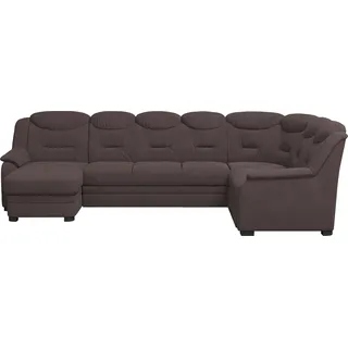 Wohnlandschaft COTTA "Marcus U-Form" Sofas Gr. B/H/T: 330 cm x 99 cm x 211 cm, Microfaser bedruckt, Recamiere links-langer Schenkel rechts, Ohne Bettfunktion-ohne Schubkasten, braun (earth) Wohnlandschaften Bequeme Wohnlandschaft in klassischem Design mit hoher Rückenlehne