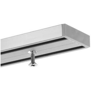 Gardineum Gardinenschiene 2-läufig Ø 200 mm 200 cm Silber/Grau
