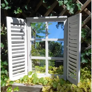 Rechteckiger Spiegel Wandspiegel Fensterläden Landhaus Shabby weiss versandfrei