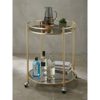 KADIMA DESIGN Servierwagen Mobiler Rollwagen aus Glas, ideal für Zuhause & Garten goldfarben