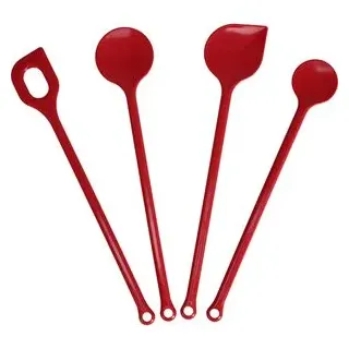 Kigima Kochlöffel Kunststoff, 27-29cm, spülmaschinengeeignet, rot, 4-teilig