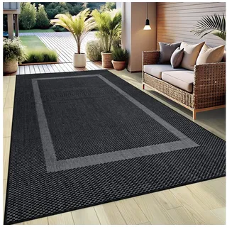 OTTO home Teppich Venedig Bordüre auch als Läufer erhältlich, rechteckig, Höhe: 3 mm, In- und Outdoor geeignet, Sisal-Optik, Wetterfest & UV-beständig schwarz 200 cm x 290 cm x 3 mm