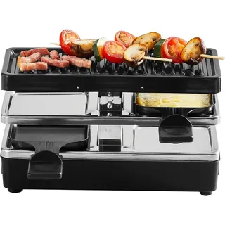 Tefal Raclette RE2308 Plug & Share, 2 Raclettepfännchen, 400 W, 2 Pfännchen + Grillplatte, erweiterbar auf 5 Geräte, abnehmbare Kabel schwarz