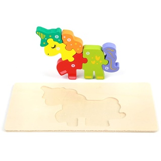 XJYHUE Holzpuzzle Holzspielzeug, Holzpuzzle für Kinder Jahre, Montessori Spielzeug für Kinder, Holzpuzzle 3D Einhorn für Kleinkinder Geschenk, lernendes pädagogisches Holzpuzzle-Spielzeug