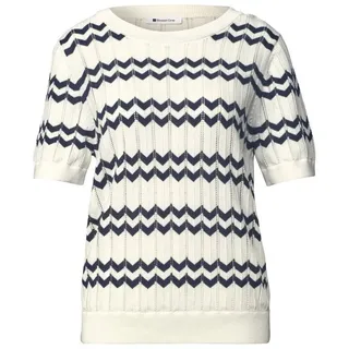 STREET ONE Kurzarmpullover bi-colored zig-zag sweater beige 38 EU