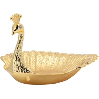 Obstschale Gold, Pfau Dekorativ Obstschalen Zinklegierung Obstkorb Candy Plate Trockene Carving Arbeit Platte für Platz getrocknete Obst Peacock Snack Teller Craft Ornament