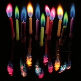 Geburtstagskerzen mit bunten Flammen – Set mit 12 Stück – Bunte Tortenkerzen – Ungiftig und umweltfreundlich