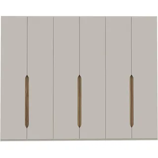 Forte EDWAL Kleiderschrank 280, moderner Kleiderschrank mit abgerundeten Griffmulden, 6-türig, Holzwerkstoff, Kaschmir|Beige Holzdekor, 266,1 cm breit x 210,5 cm hoch x 54,2 cm tief