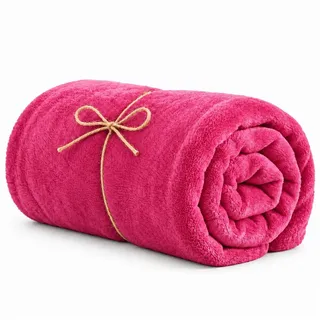 Wohndecke Luxury Kuscheldecke, 150x200 cm, 220x240 cm, 230x270 cm, Buymax, super weiche Fleece-Tagesdecke, Sofadecke rosa 150 cm x 200 cm
