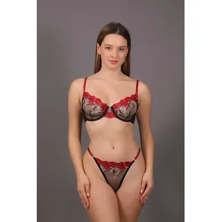 C&CITY Set: Schalen-BH Wireless BH & Tanga Set C12005 in Puderrosa schwarz 75B