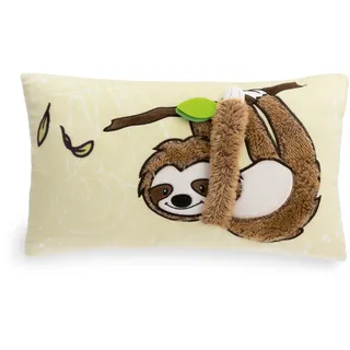 NICI Kinder Kissen Faultier Slobby 43x25cm braun - Flauschiges Kuschelkissen für Kinder und Kuscheltierliebhaber: ideal für Zuhause, Kindergarten oder unterwegs - 61216