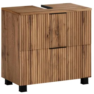 welltime Waschbeckenunterschrank Trento, verschiedene Ausführungen und Farben Badmöbel, Breite 60 cm, Beckenunterschrank auf Füßen, Made in Germany braun