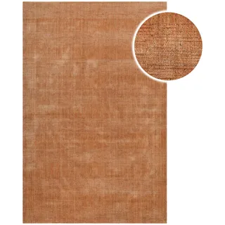 WECON HOME Teppich Seattle, rechteckig, Höhe: 11 mm, Kurzflorteppich, handgewebt, TENCEL & Schurwolle, Streifen, Wohnzimmer braun 160 cm x 230 cm x 11 mm