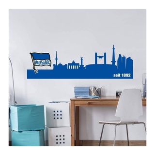 Hertha BSC Wandtattoo Fußball Wandtattoo Hertha BSC seit 1892 Skyline Fahne Blau Weiß Flagge Büro, Wandbild selbstklebend, entfernbar blau 120 cm x 38 cm