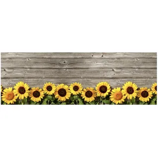 PENSIERI DELICATI Teppichläufer 52 x 200 cm, aus Baumwolle und PVC, Made in Italy, Läufer waschbar in der Waschmaschine bei 40 °, Motiv Sonnenblume