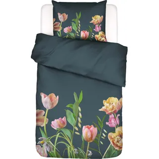Essenza Eloise Bettwäsche Blumen 100% Bio-Baumwollsatin Slate Grey 135 x 200 cm + 80 x 80 cm