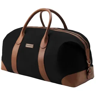 DRAKENSBERG Reisetasche Weekender »David« (60) Schwarz/Braun, Herren, Damen, Vintage, wasserabweisendes Canvas und Büffelleder braun|schwarz