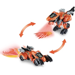 VTech Switch and Go Dinos Fire-T-Rex – Dino-Auto-Transformer – 2in1 Spielzeug mit LCD-Display, Dinostimme, Geräusch- und Lichteffekten – Für Kinder von 3-8 Jahren