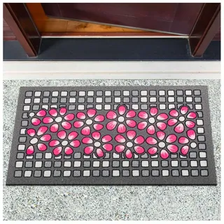ANRO Fußmatte Rutschfeste Gummibasis Türmatte Schmurzfangmatte, eckig, Höhe: 8 mm, 3D-Effekt Größe 40x68cm rosa eckig | 40 cm x 68 cm x 8 mm