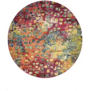 RugVista Davina, Teppich, Moderne Teppiche, Ø 250 cm, Rund, Niedriger Stapel, Wohnzimmer, Esszimmer, Schlafzimmer, Küche, Nur chemische Reinigung, Oeko_tex_100, Mehrfarbig