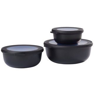 Mepal Frischhaltedose Set Multischüssel Cirqula rund flach Nordic Black 3-teilig, Kunststoff schwarz