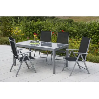 Merxx Amalfi Set 5-tlg. schwarz/silber inkl. Klappsessel
