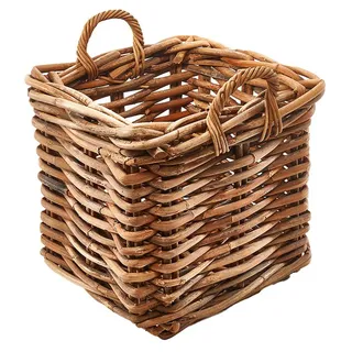 Kobolo Rattankorb Aufbewahrungskorb eckig Gr M 46 x 45 x 40 cm braun