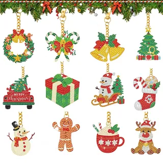 PIujsym Diamond Painting Weihnachten, 12 Stück DIY Adventskalender Set, Kinder Bastelset mit Weihnachtsmotiven, Diamant Malerei für Familienaktivitäten, Inklusive Werkzeuge